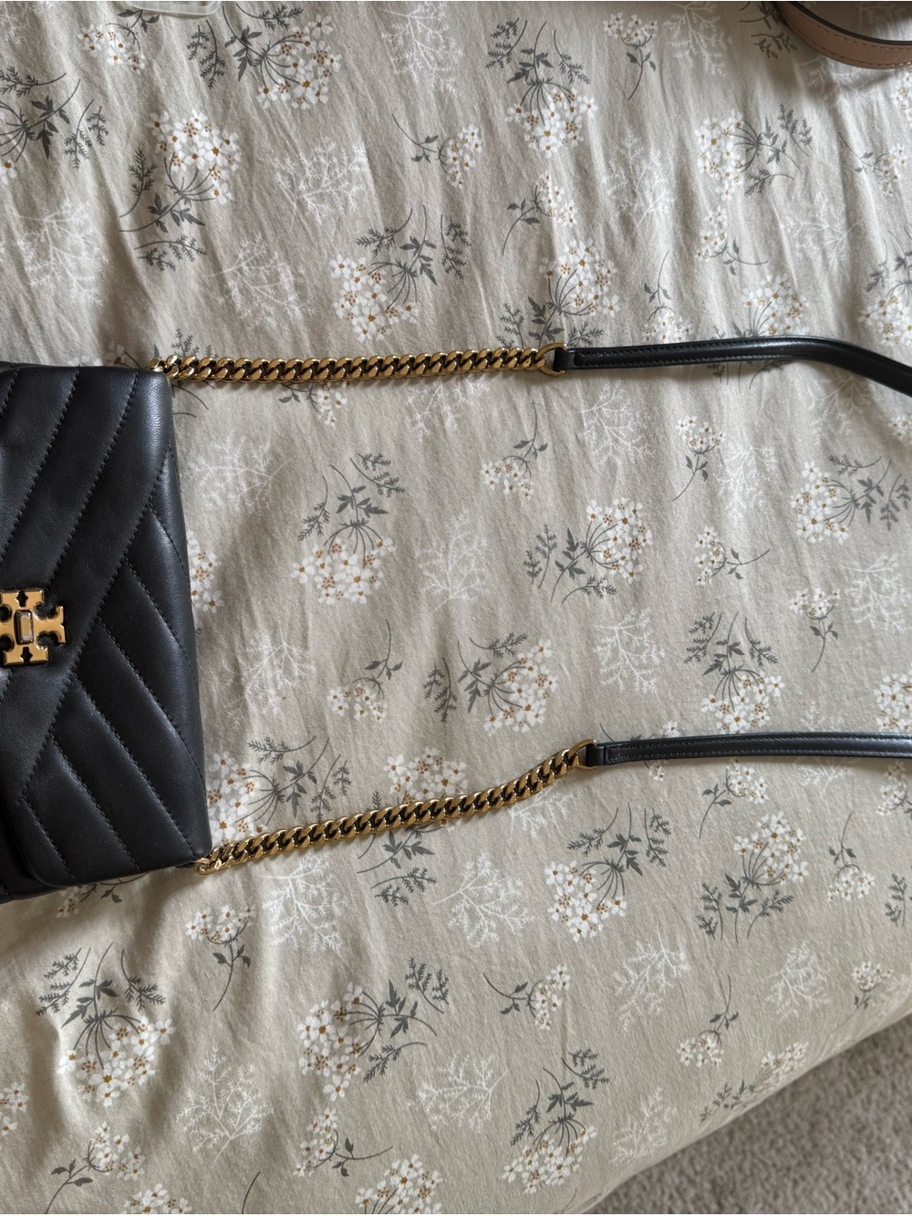 Tory Burch Black Quilted Crossbody with Gold Hardware